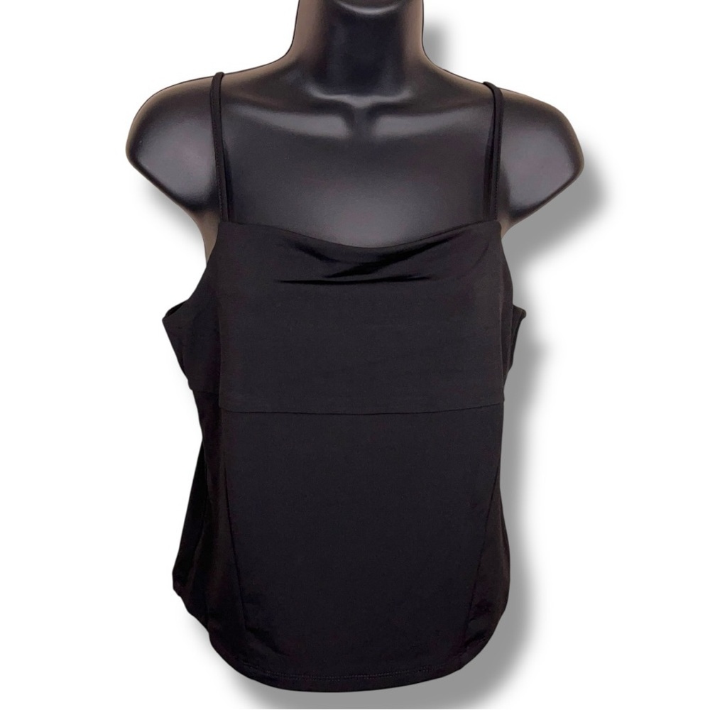 New Large Fitted Forever 21 Black Stretch Camisole Tank Sleeveless Cowl Neckline